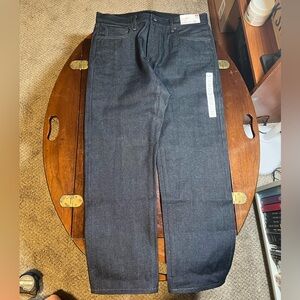 Uniqlo Regular Fit Straight Selvedge Jeans  (Chain Stitch Hem), 35” X 30” - NEW